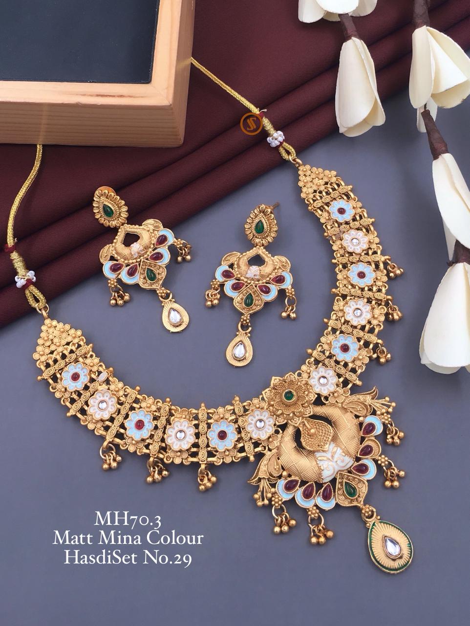 MH 70 Matte Mina Colour Hasadi Set Type Necklace Wholesale Export In India 
